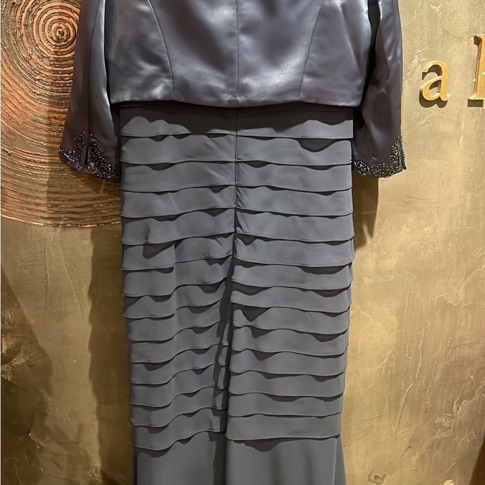 Nwt Alex Evenings Ruffled Navy Gown With Jacket — image 7 of 8
